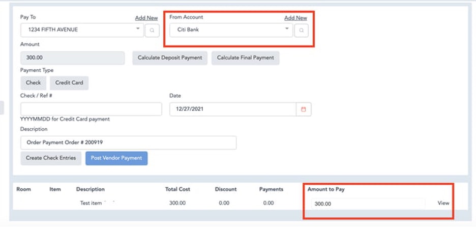 Entering Payments for Orders