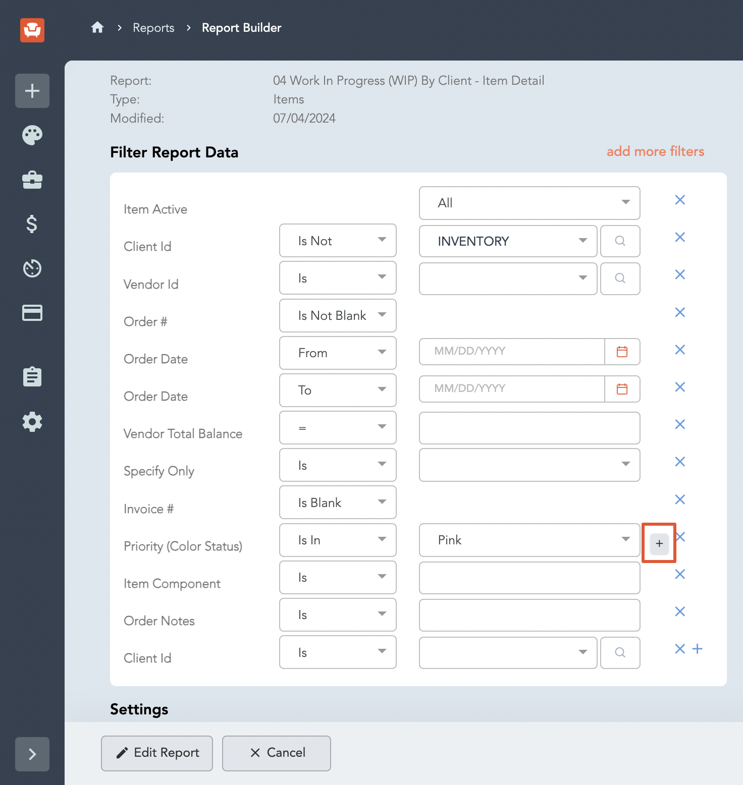 How can I filter reports by multiple Priorities (Color Status) at once?