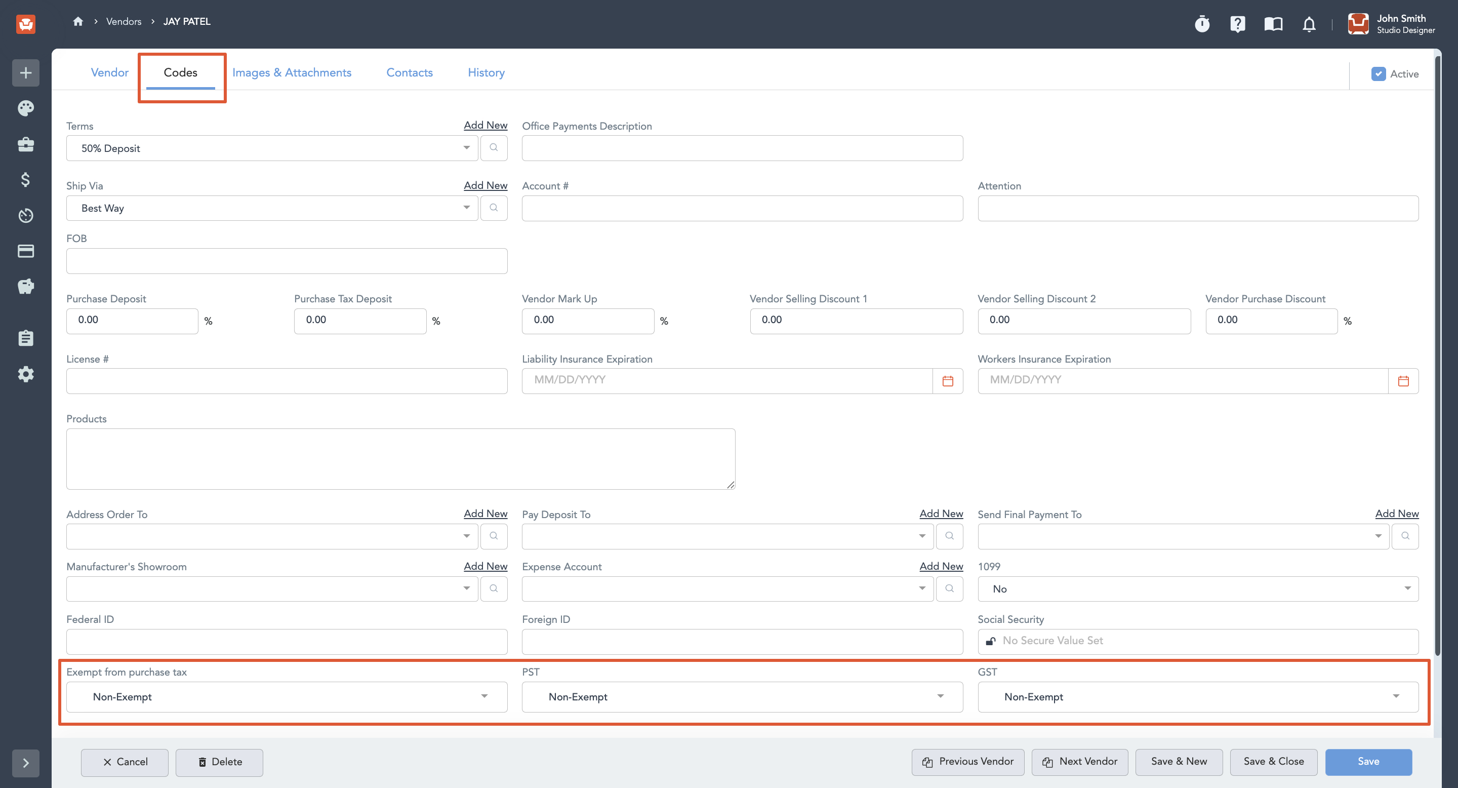 Configuring Vendor Purchase Tax Settings to Use Client/Project Site Address