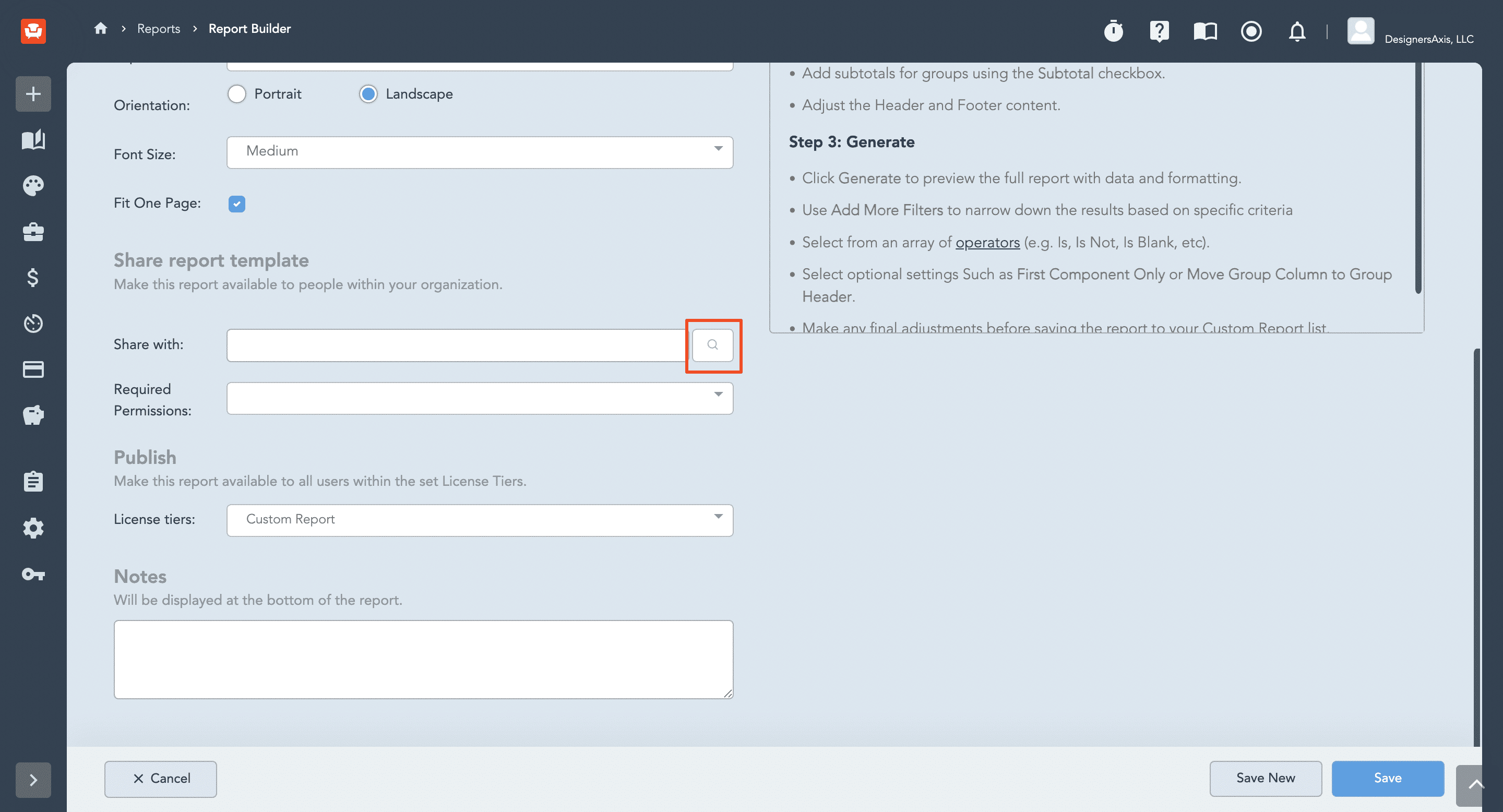 Sharing Custom Reports
