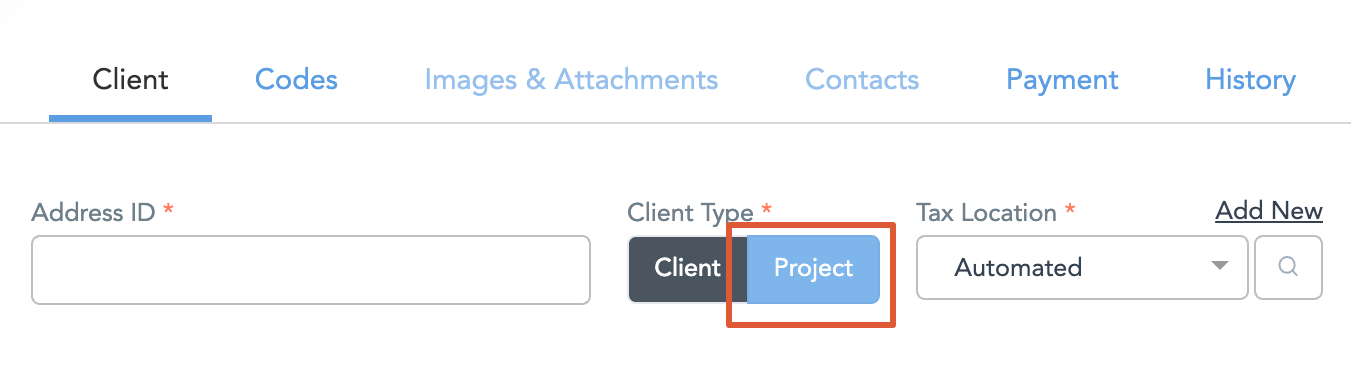 Relating a Project to Client Address