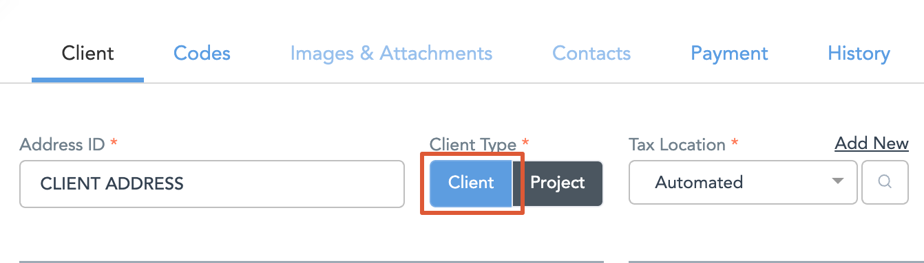 Relating a Project to Client Address